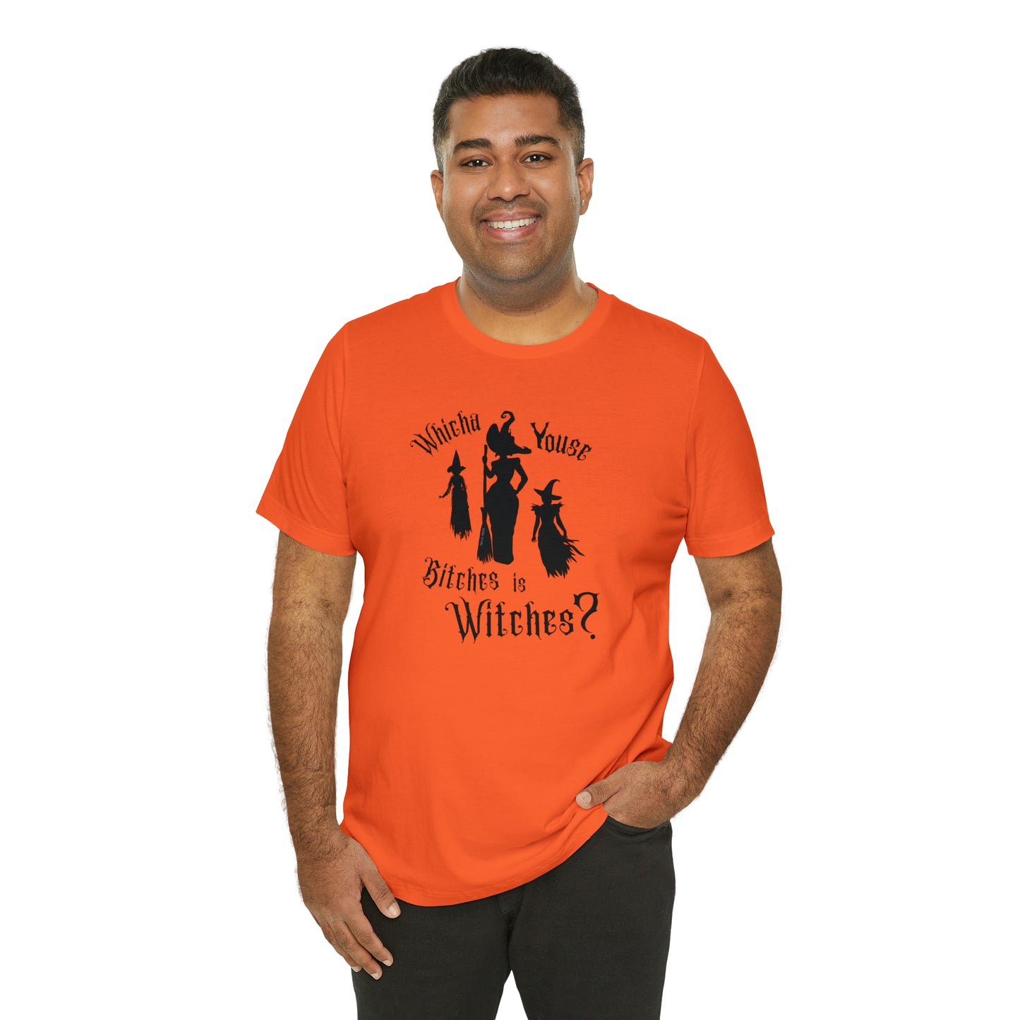 Whicha' Youse . . . is Witches? Halloween Shirt Unisex Tee Light Shirt Design