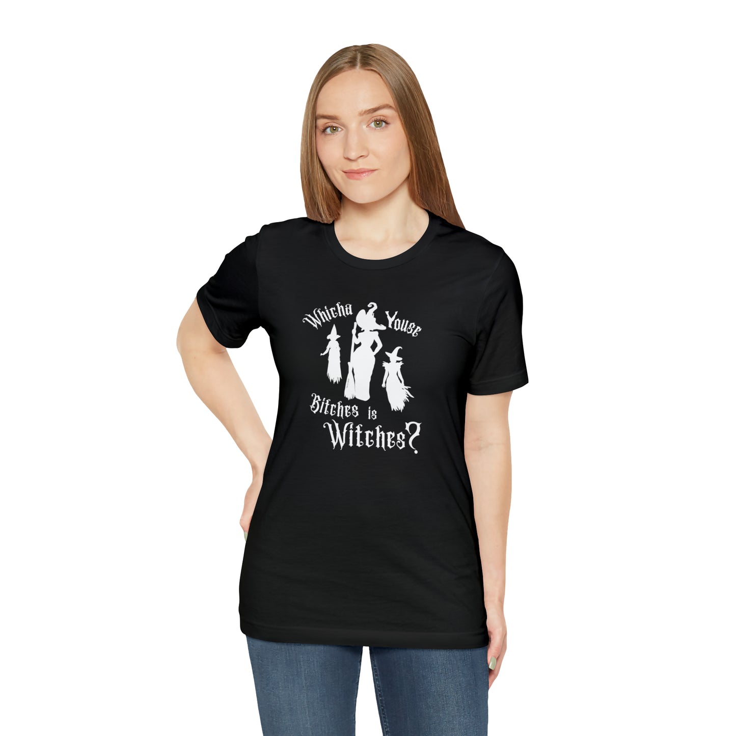 Whicha' Youse . . . is Witches? Halloween Shirt Unisex Tee Dark Shirt Design