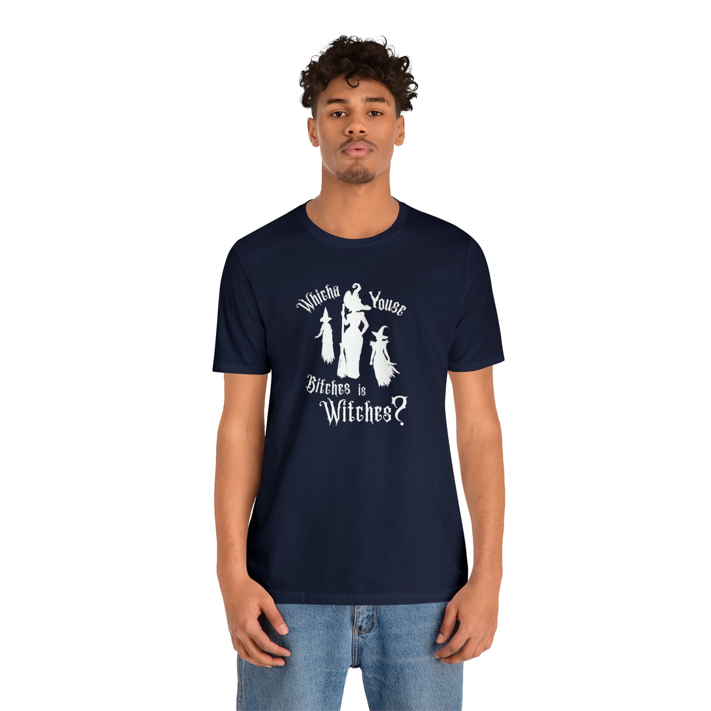 Whicha' Youse . . . is Witches? Halloween Shirt Unisex Tee Dark Shirt Design