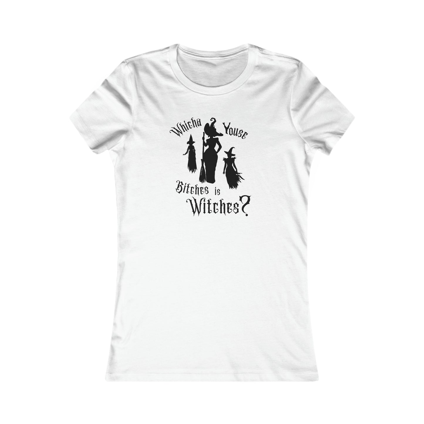 Whicha' Youse . . . is Witches? Halloween Shirt - Light Shirt Design Ladies Tee