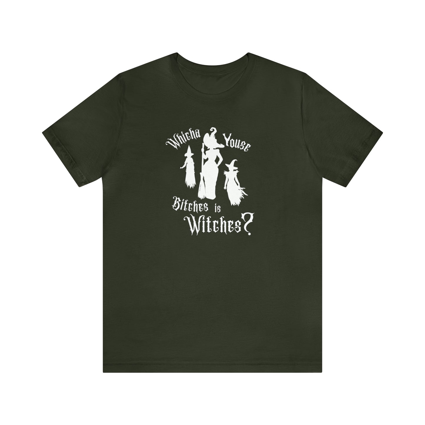 Whicha' Youse . . . is Witches? Halloween Shirt Unisex Tee Dark Shirt Design