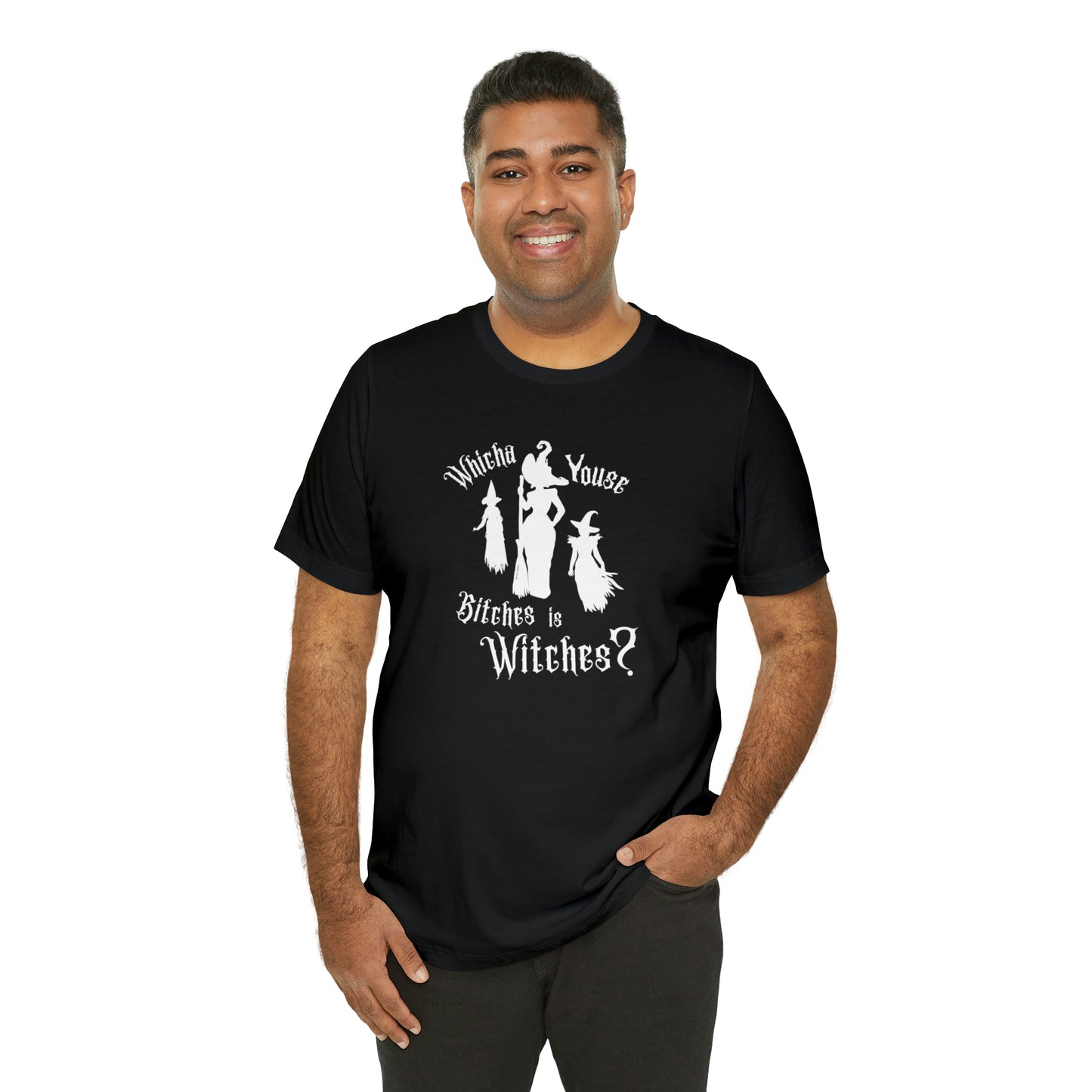 Whicha' Youse . . . is Witches? Halloween Shirt Unisex Tee Dark Shirt Design