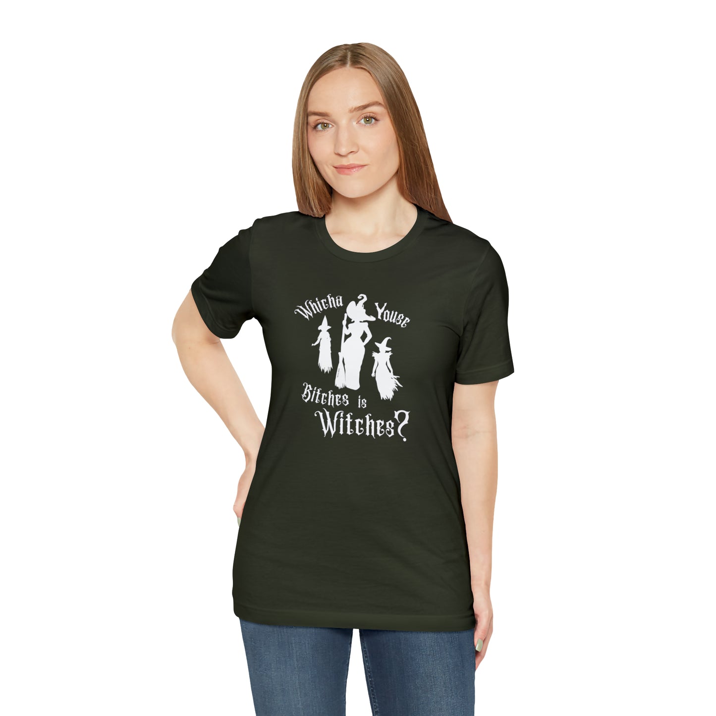 Whicha' Youse . . . is Witches? Halloween Shirt Unisex Tee Dark Shirt Design