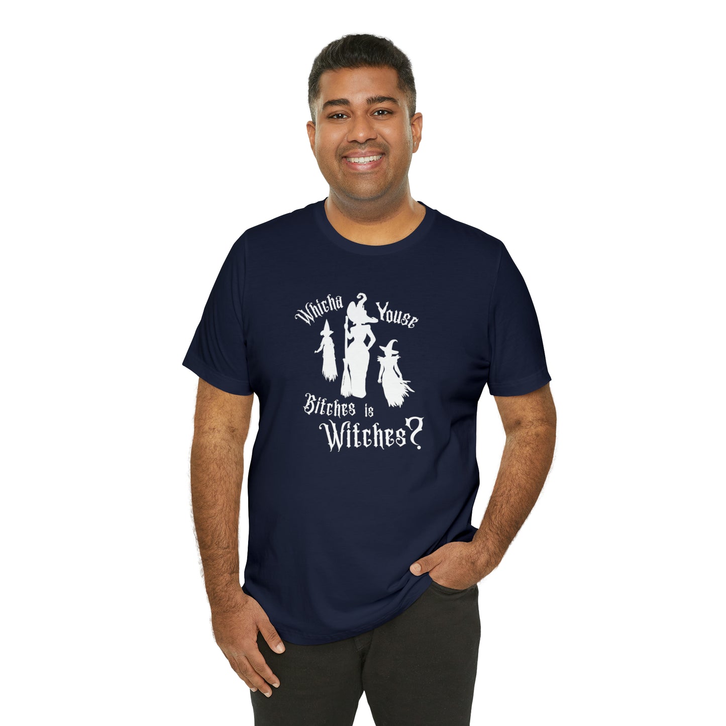 Whicha' Youse . . . is Witches? Halloween Shirt Unisex Tee Dark Shirt Design