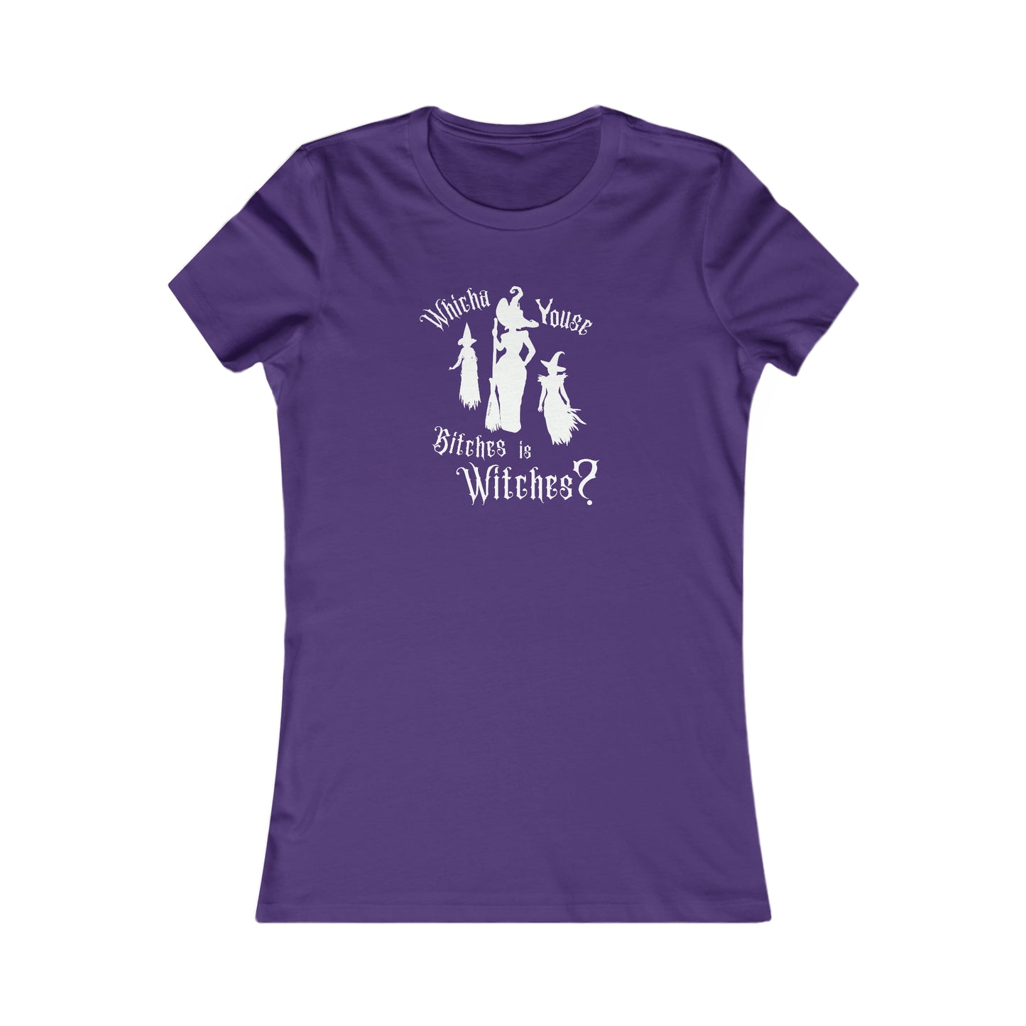 Whicha' Youse . . . is Witches? Halloween Shirt - Dark Shirt Design Ladies Tee