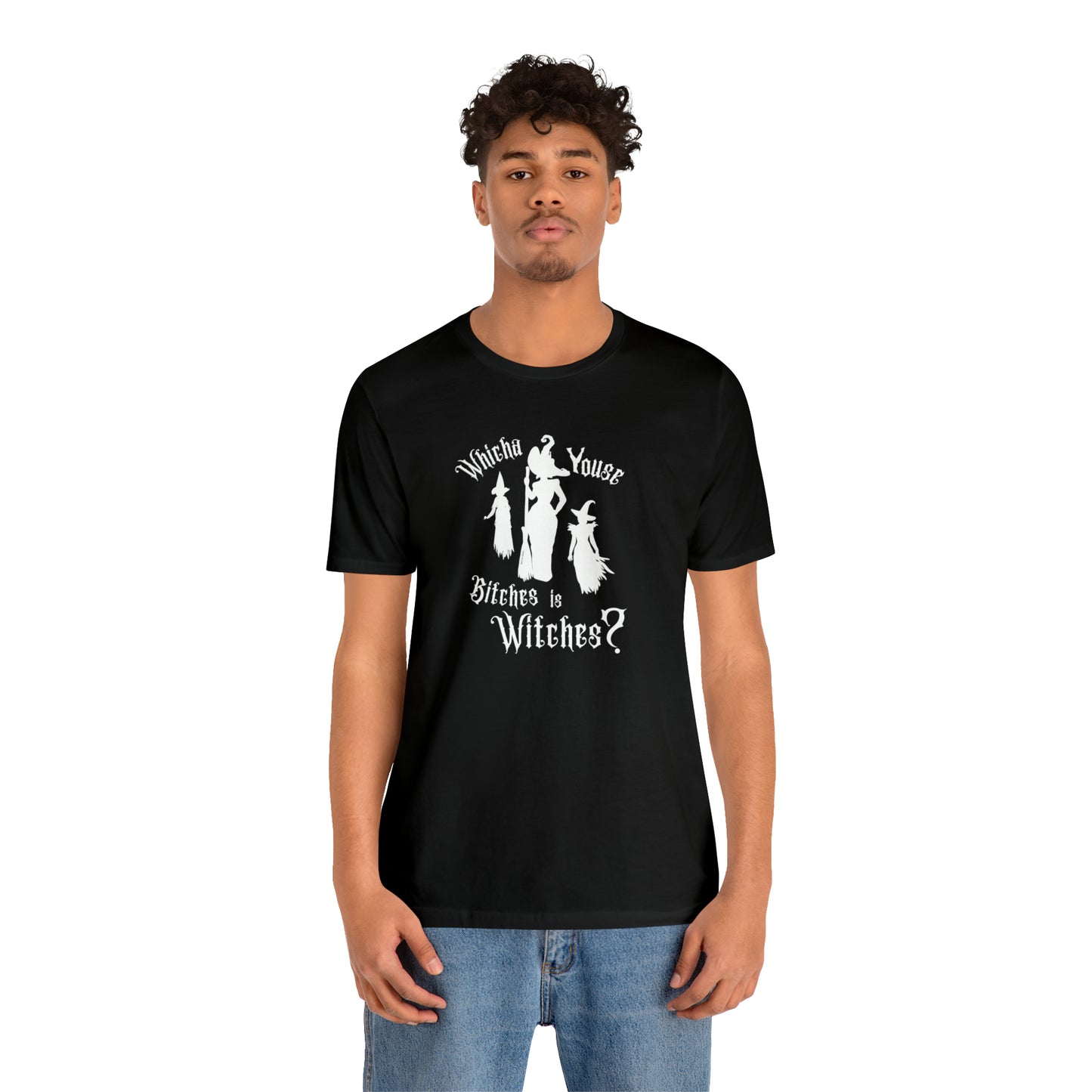 Whicha' Youse . . . is Witches? Halloween Shirt Unisex Tee Dark Shirt Design